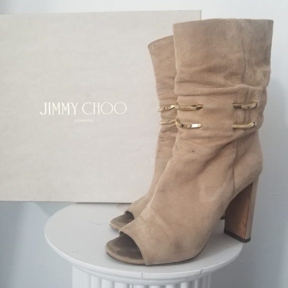 Jimmy Choo - Peep toe Mysen 100 boots - Picture 2 of 5